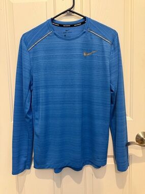 Nike Blue Heathered Dri-FIT Long Sleeve Performance Tee